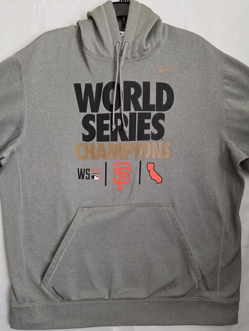 Nike Men’s Grey World Series Champions Pullover Hoodie with Orange Accents XL
